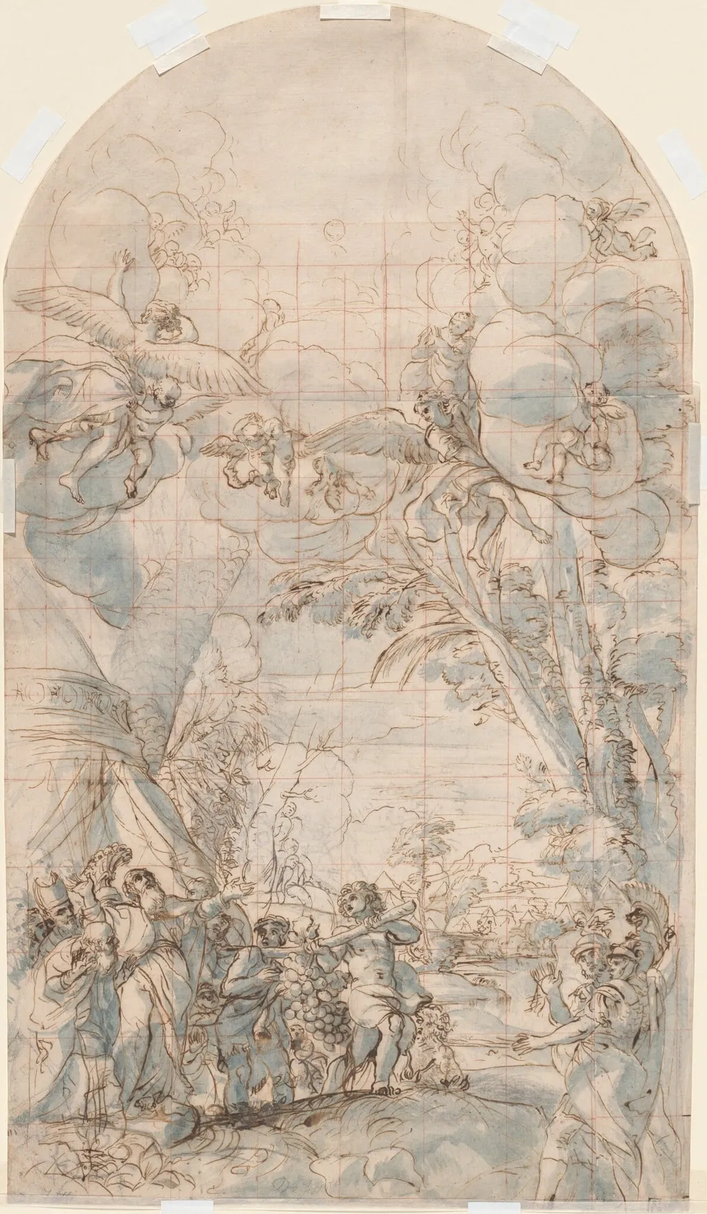 The Spies Returning from Canaan, by Giacinto Calandrucci, chalk, 1694