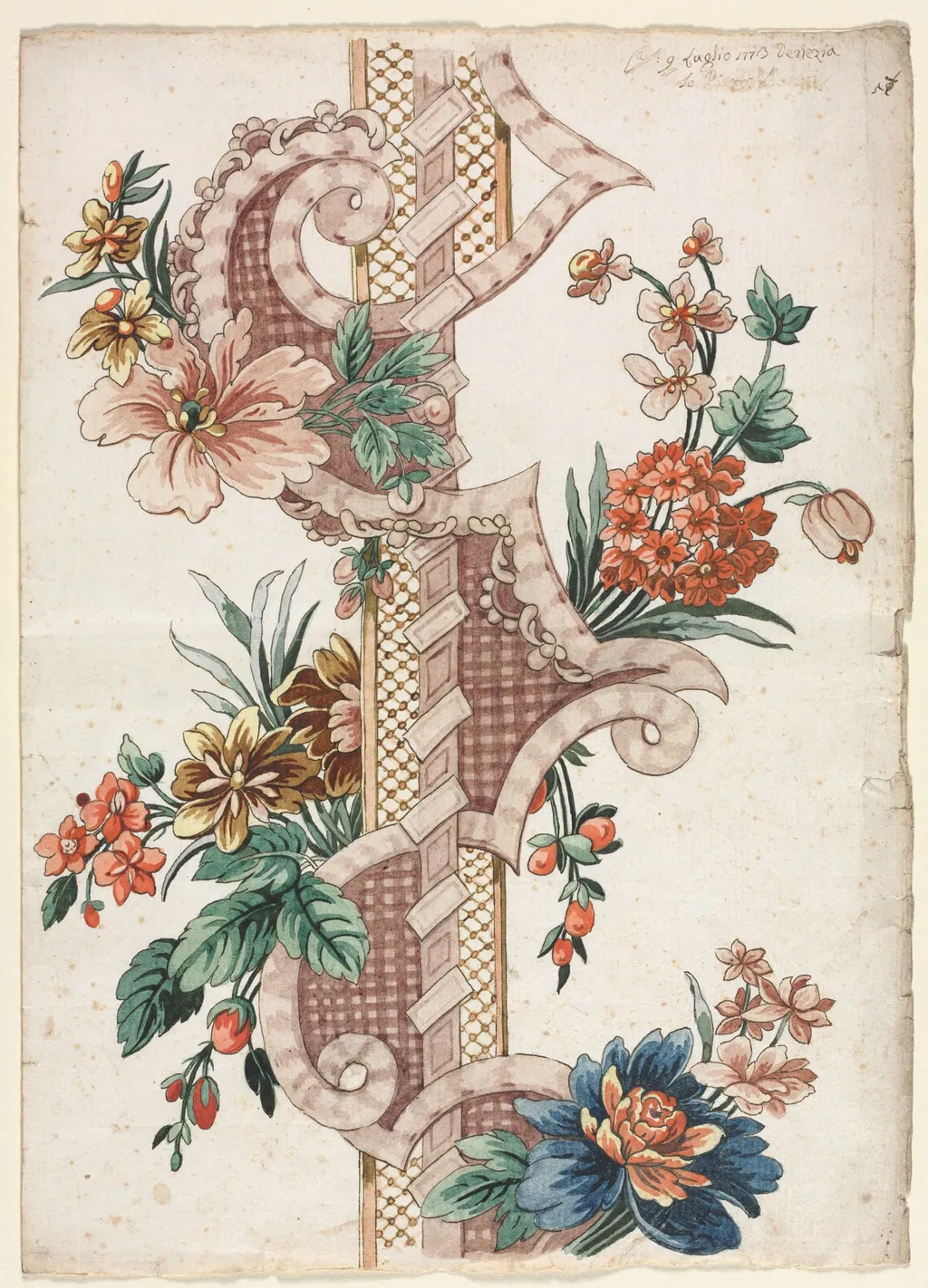 Vertical Decorative Floral Band, by Giacomo Cavenezia, 1773