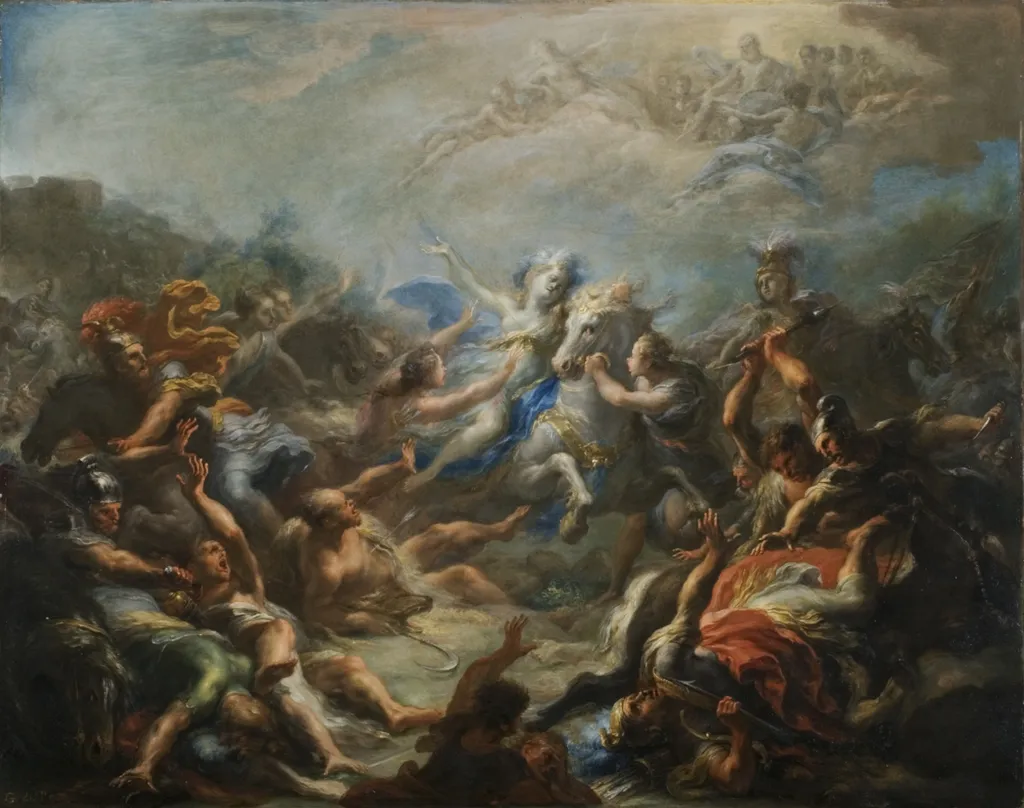 Camillia at War from Virgil's Aeneid, by Giacomo del Pò, unspecified, 1709