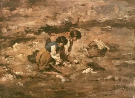 Femei spălând rufe la râu, by Giacomo Favretto
