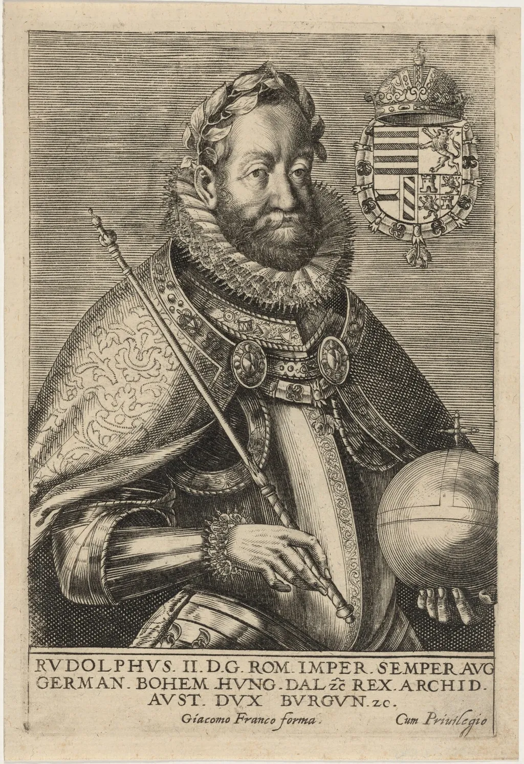 Rudolph II, Roman Emperor, by Giacomo Franco, ink, 1585