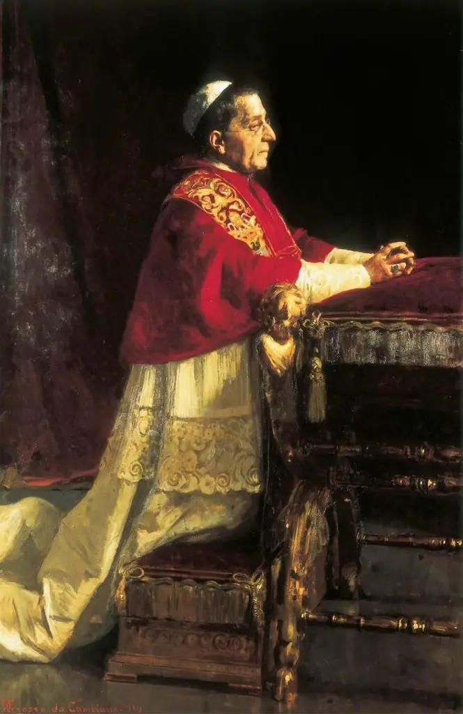 Portrait of Benedict XV praying at the faldstool, by Giacomo Grosso