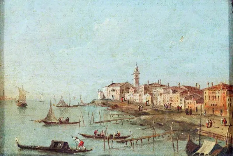 View near Venice, by Giacomo Guardi