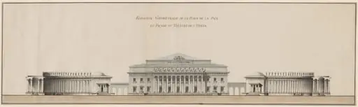 Geometrical Elevation of the Peace Plaza and Façade of the Opera House, by Giacomo Quarenghi