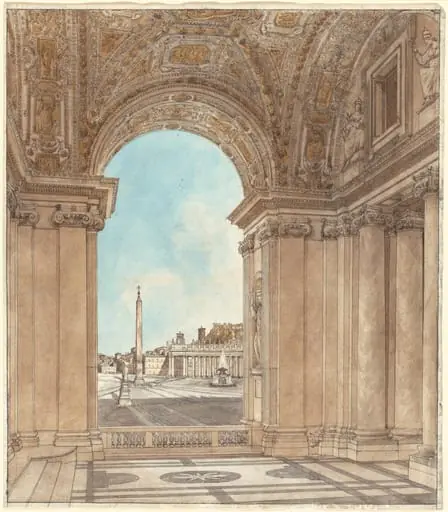 The Piazza of Saint Peter's Seen through an Arch of the Basilica, by Giacomo Quarenghi