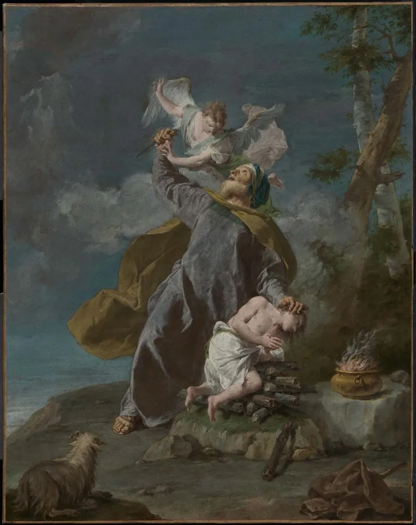 Abraham Sacrificing His Son Isaac, by Giambattista Pittoni, oil, 1750