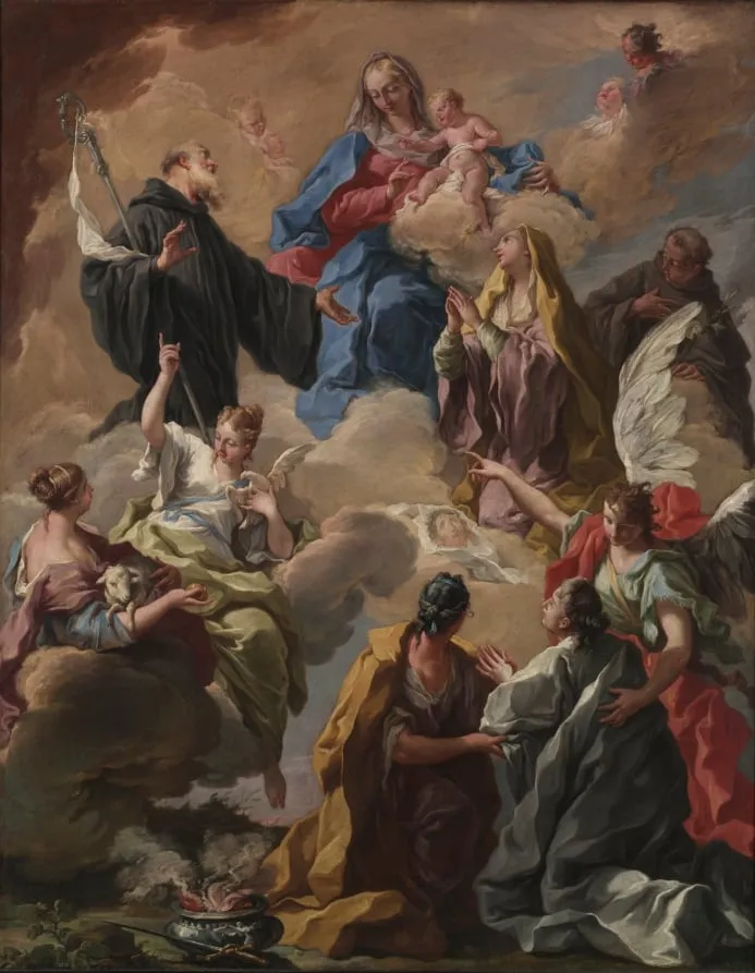 Saints Presenting a Devout Woman to the Virgin and Child, by Giambattista Pittoni, unspecified, 1724