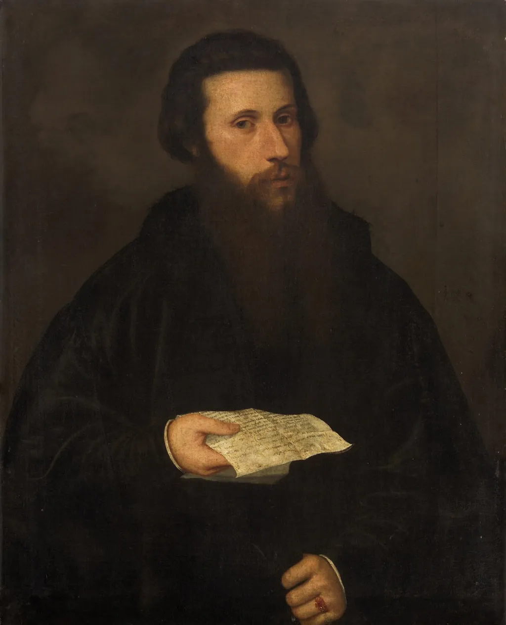 Portrait of a Man with a Letter, by Giampietro Silvio, oil, 1542