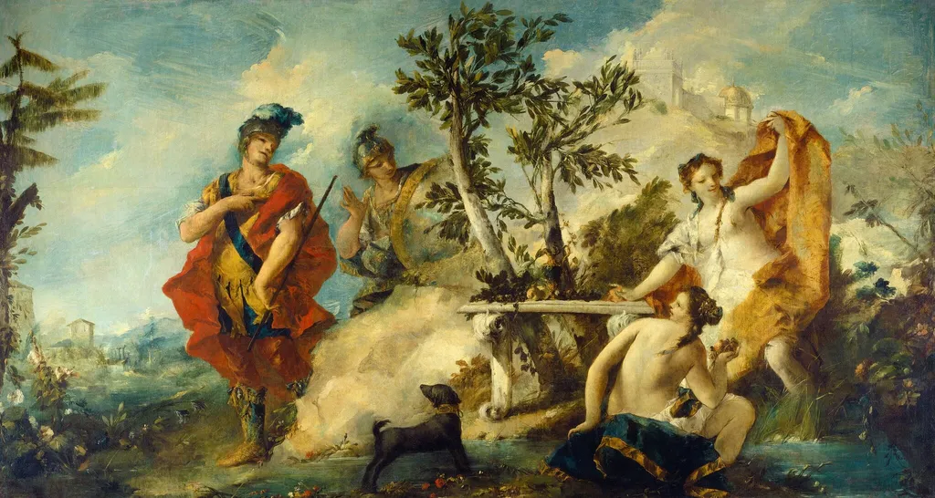 Carlo and Ubaldo Resisting the Enchantments of Armida's Nymphs, by Gian Antonio Guardi, oil, 1752