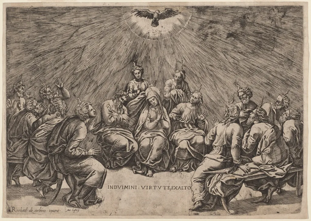 Pentecost, by Gian Jacopo Caraglio, ink, 1530