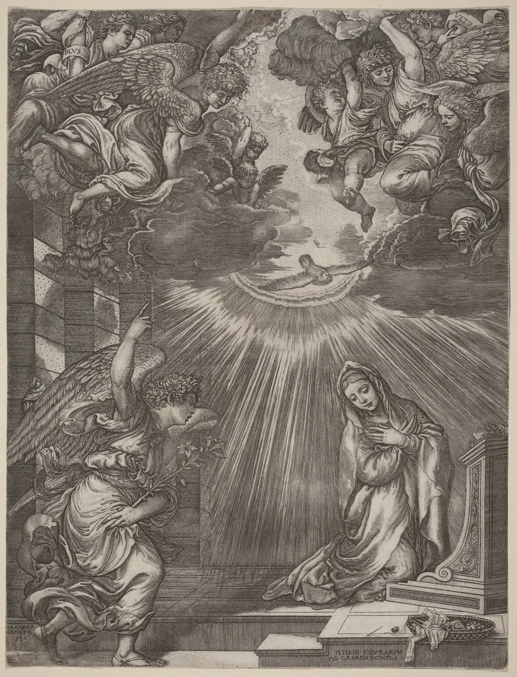 The Annunciation, by Gian Jacopo Caraglio, ink, 1535