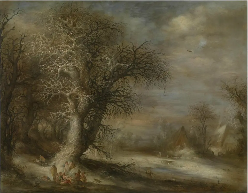 Snowy Landscape with Gypsies, by Gijsbrecht Leytens