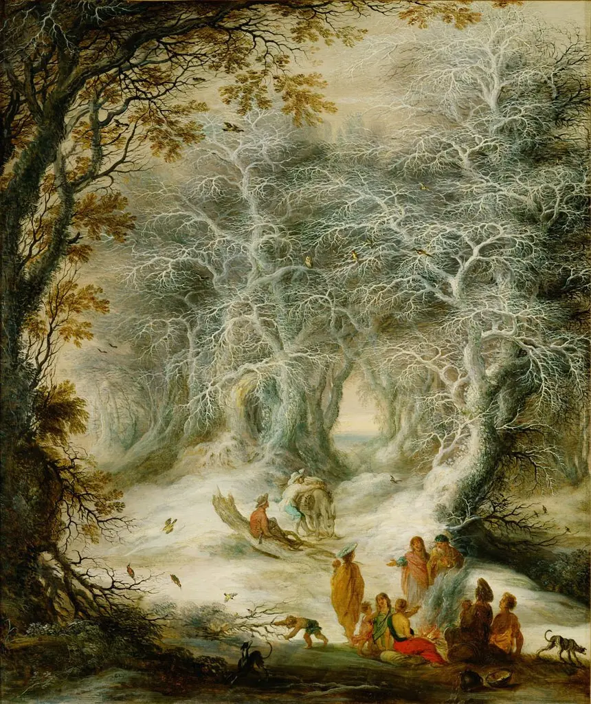 Winterlandschaft mit lagernden Zigeunern, by Gijsbrecht Leytens
