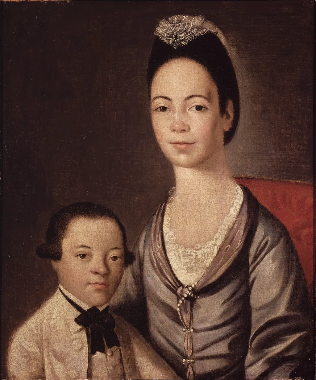 Mrs. Aaron Lopez and Her Son Joshua, by Gilbert Stuart, oil, 1772