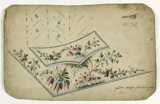 Gilet aux fleurs roses, projets de broderies de gilet, XVIIIème siècle