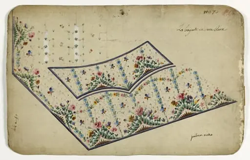 Gilet aux insectes, projets de broderies de gilet, XVIIIème siècle