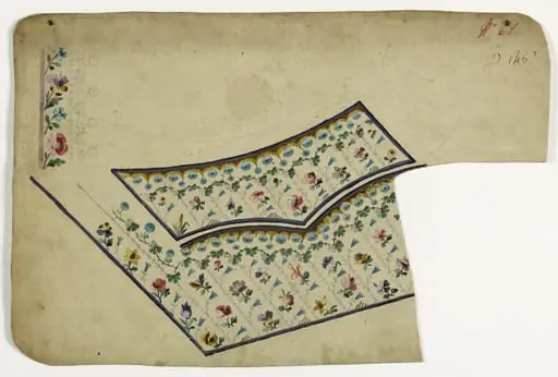 Gilet aux pâquerettes bleues, projets de broderies de gilet, XVIIIème siècle