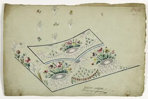 Gilet aux parterres de fleurs, projets de broderies de gilet, XVIIIème siècle