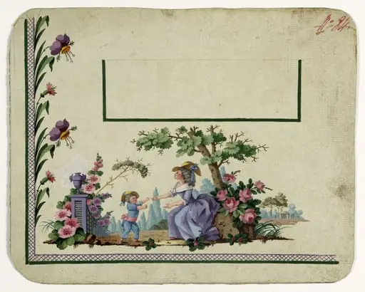 Gilet décor amour filial, projets de broderies de gilet, XVIIIème siècle
