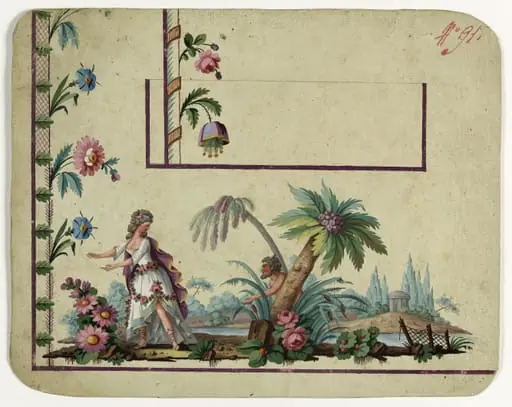 Gilet décor Flore et le faune, projets de broderies de gilet, XVIIIème siècle