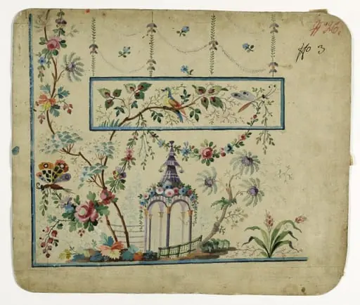 Gilet décor pagode, projets de broderies de gilet, XVIIIème siècle