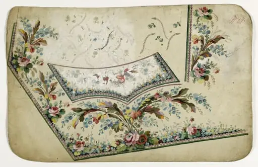 Gilet fleurs et feuilles multicolores, projets de broderies de gilet, XVIIIème siècle
