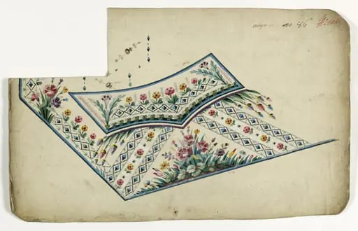 Gilet fleurs et losanges, projets de broderies de gilet, XVIIIème siècle