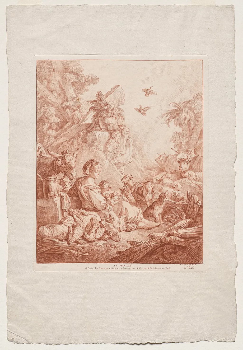 The Market, by Gilles Demarteau, 1704