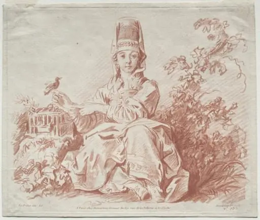 Young Girl Holding a Bird, by Gilles Demarteau