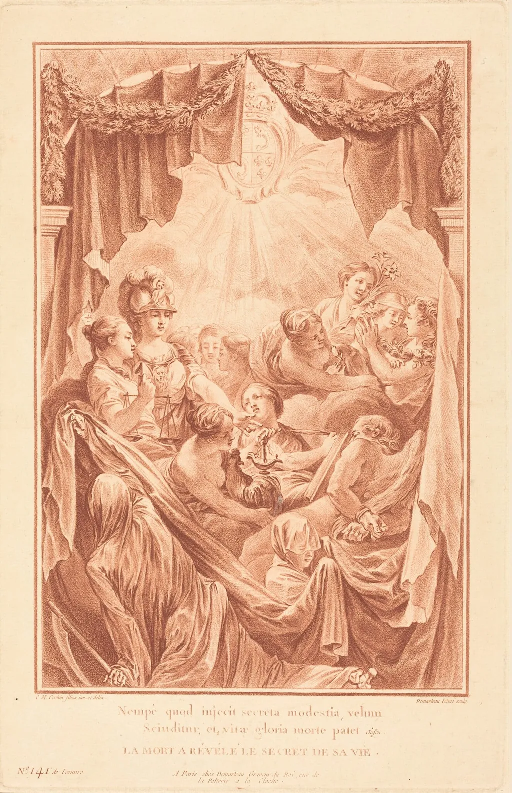 Allegory on the Death of the Dauphin, by Gilles Demarteau the Elder, chalk, 1767