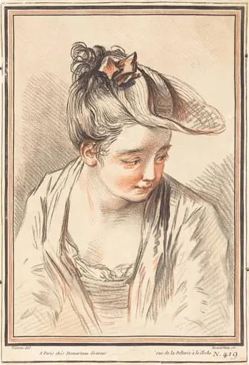 Head of a Young Woman, by Gilles Demarteau the Elder