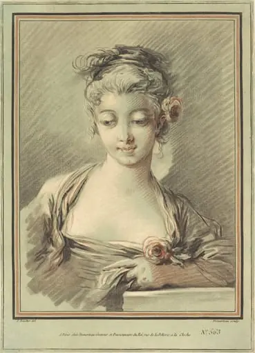 Young Woman with a Rose, by Gilles Demarteau the Elder