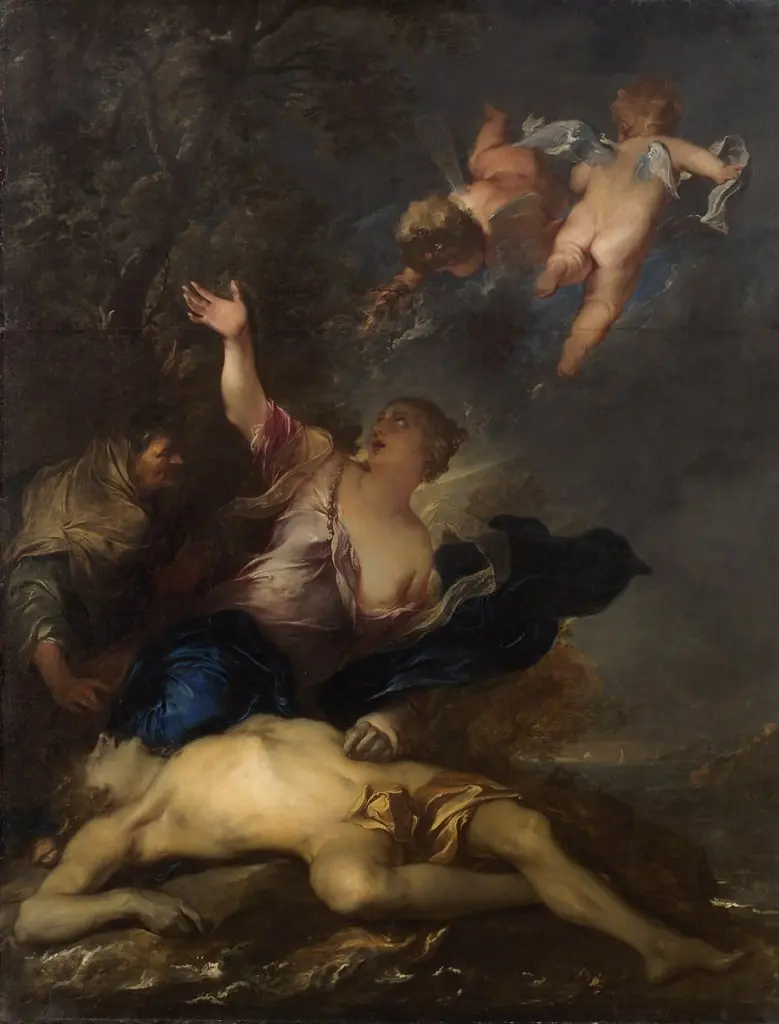 Hero mourns the dead Leander, by Gillis Backereel