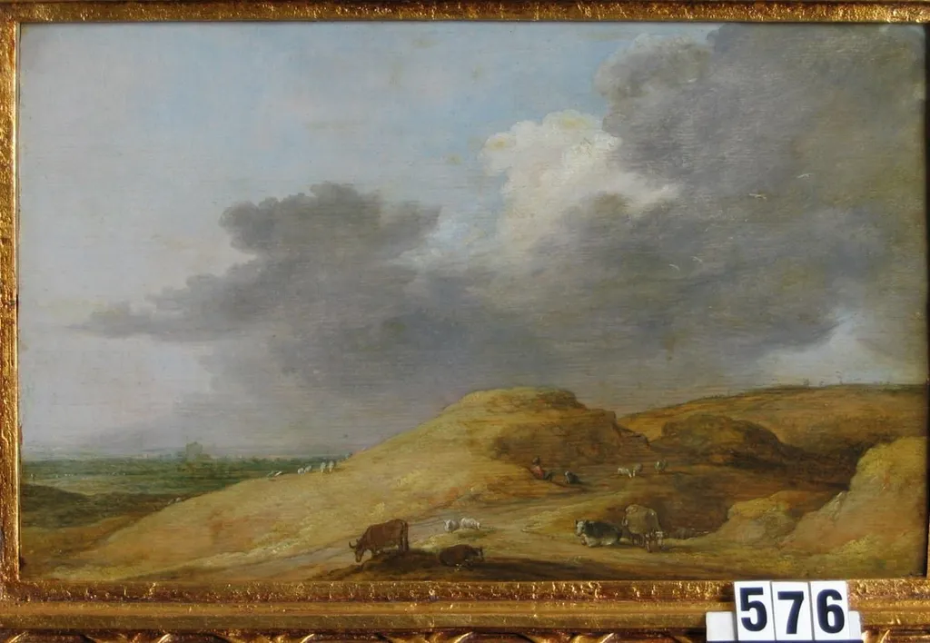 Peisaj deluros cu vite la pășune, by Gillis d'Hondecoeter