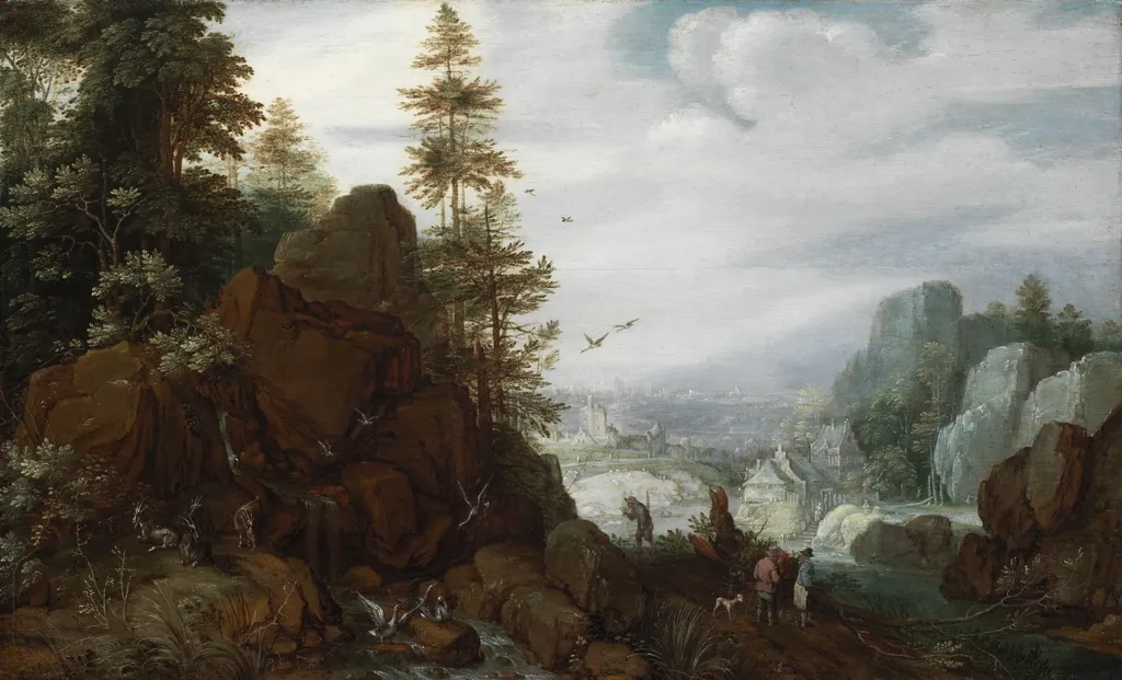 Rocky Landscape, by Gillis d'Hondecoeter, unspecified, 1621