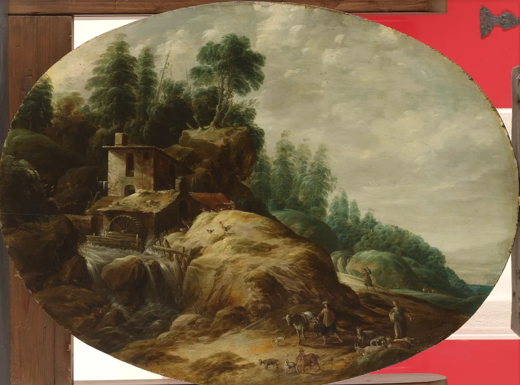 Landscape with a watermill, by Gillis Peeters, oil, 1633