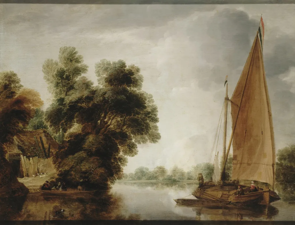 View of a River, by Gillis Peeters, oil, 1639