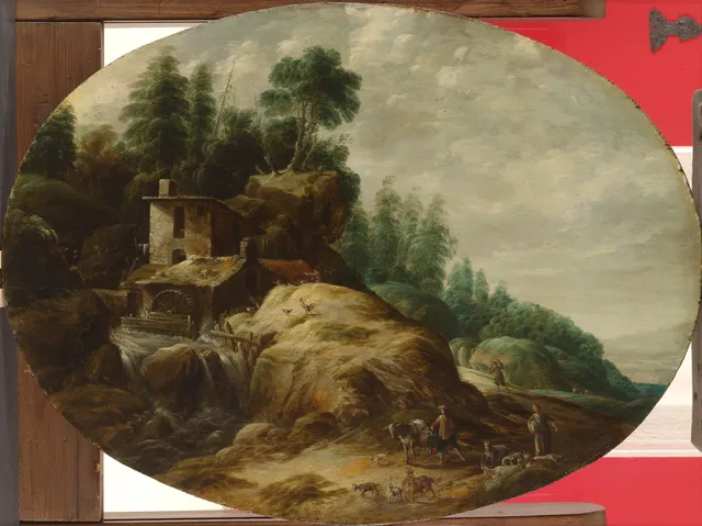 Watermill by a Wooded Outcrop