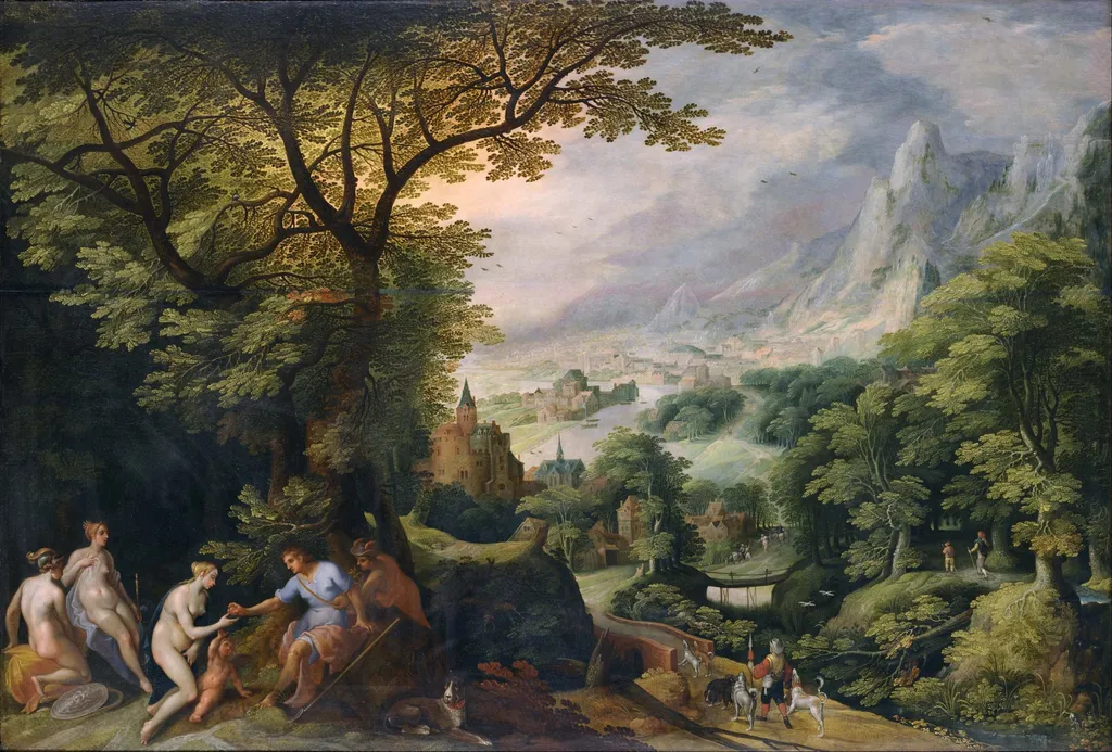 Landscape with the Judgement of Paris, by Gillis van Coninxloo, oil
