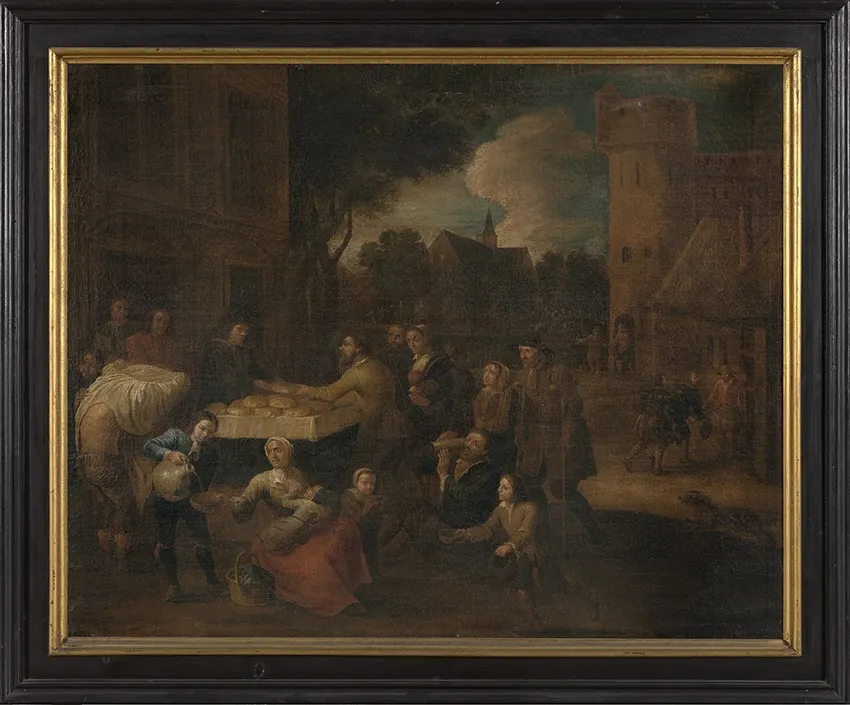 Werken van barmhartigheid, by Gillis van Tilborgh, oil, 1670