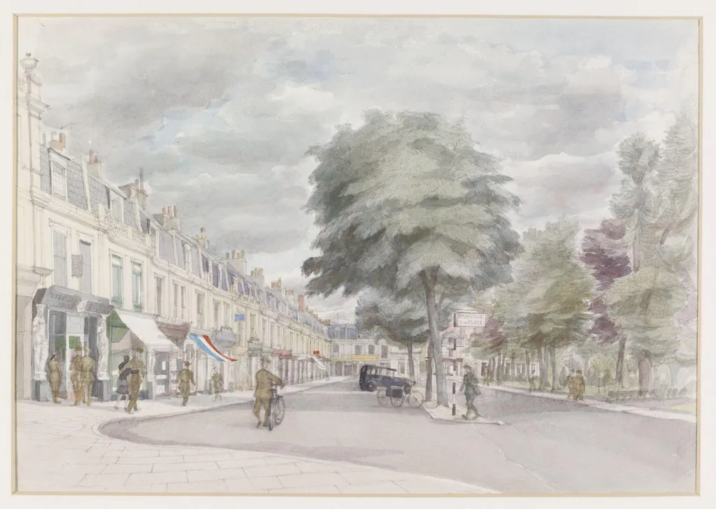 Montpellier Parade, Cheltenham, by Ginger, watercolor, 1942