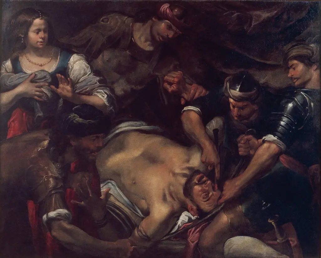 The Philistines Gouging out Samson's Eyes, by Gioacchino Assereto