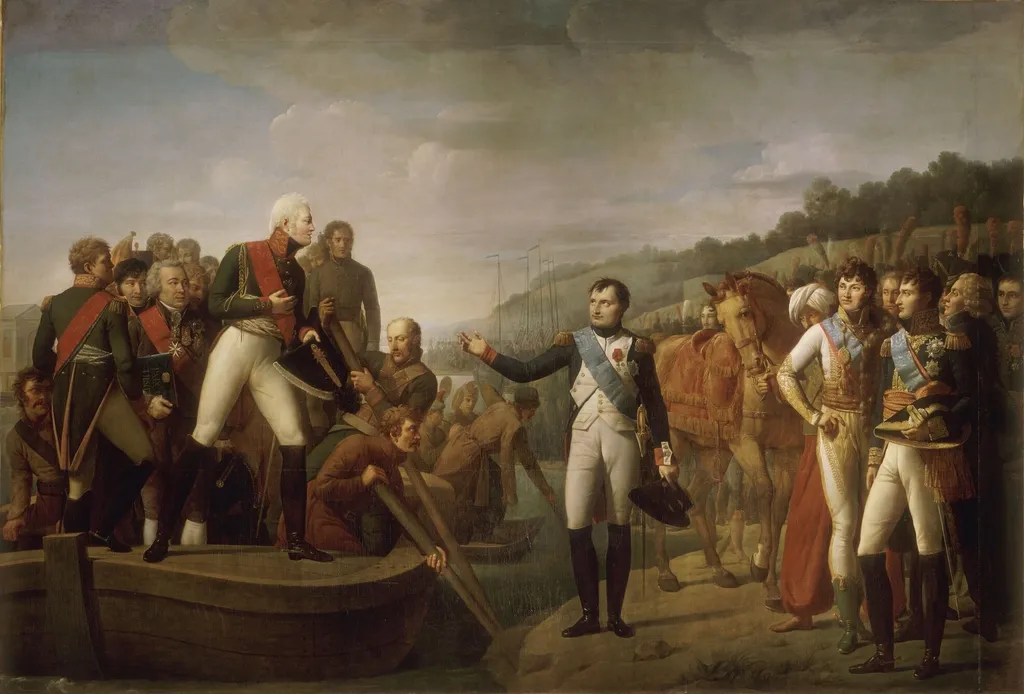 Farewell of Napoleon I and Alexander after the peace of Tilsitt, July 9, 1807, by Gioacchino Giuseppe Serangeli, oil, 1810