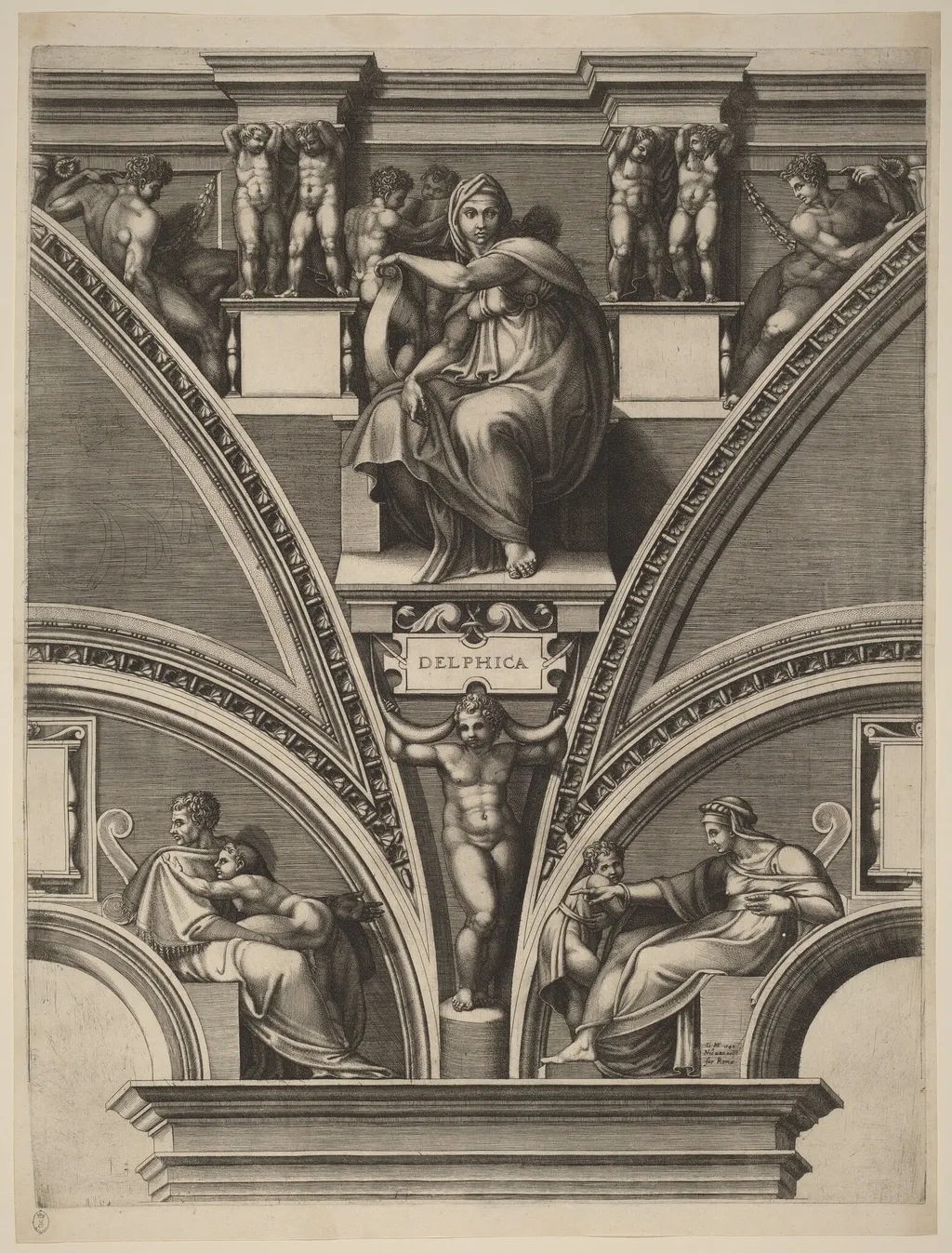 The Delphic Sibyl, by Giorgio Ghisi, ink, 1574