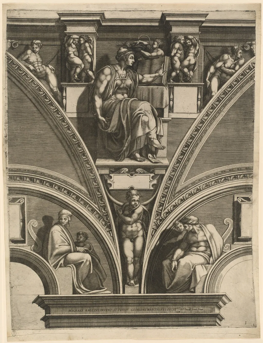 The Eritrean Sibyl, by Giorgio Ghisi, ink, 1574