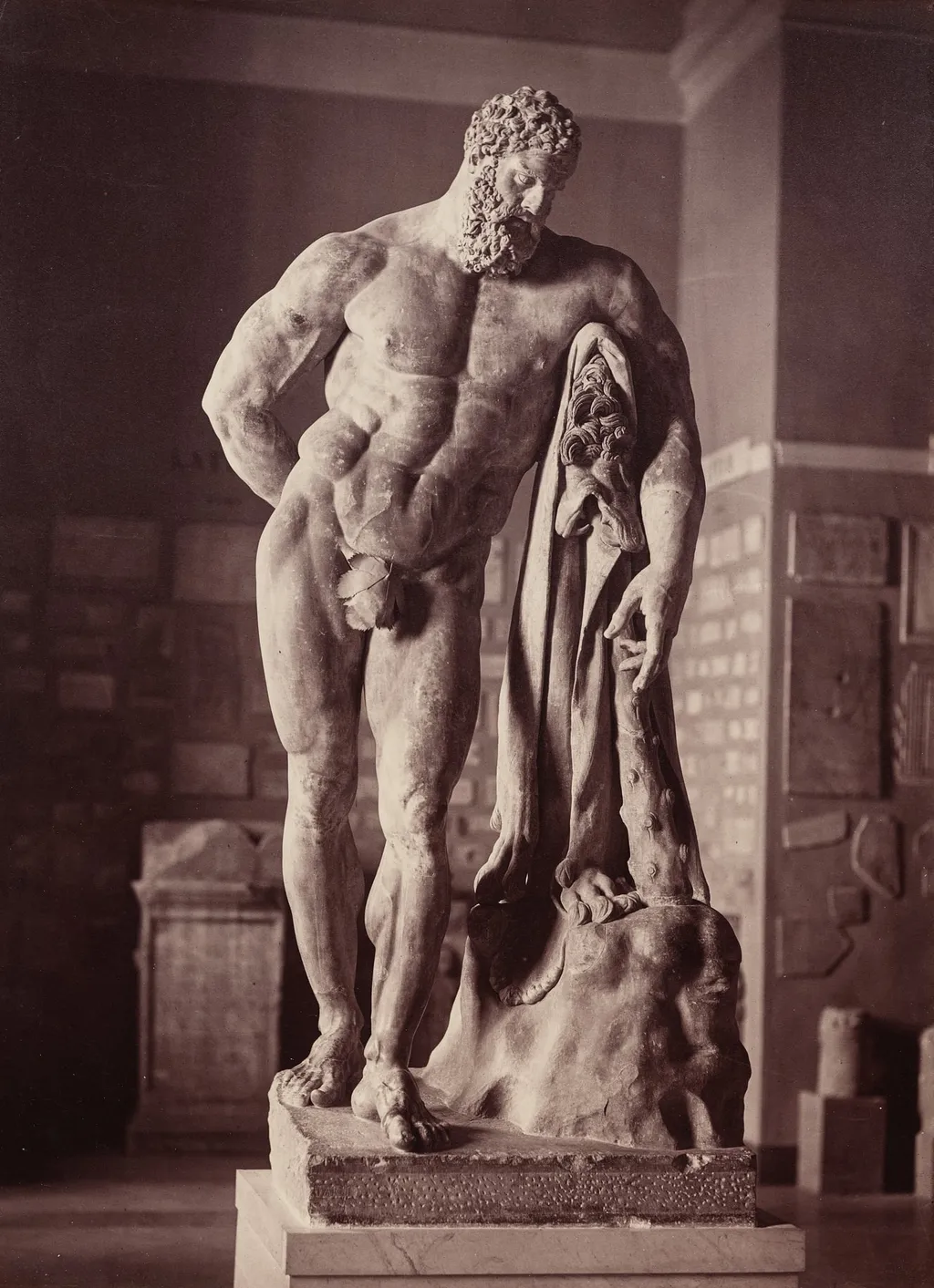 Farnese Hercules, Museum of Naples, Italy, by Giorgio Sommer, 1864