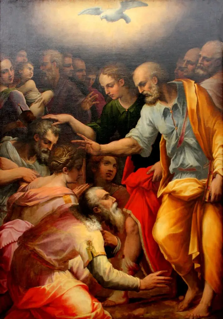 Apostles Peter and John Blessing the People of Samaria, by Giorgio Vasari
