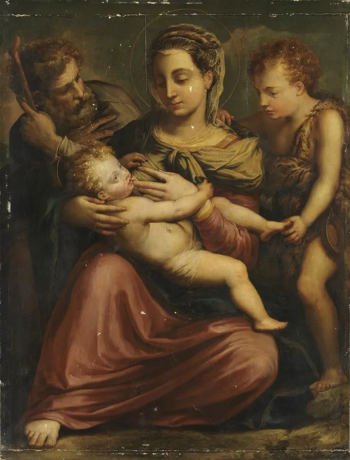 Holy Family with John the Baptist as child, by Giorgio Vasari, oil, 1547