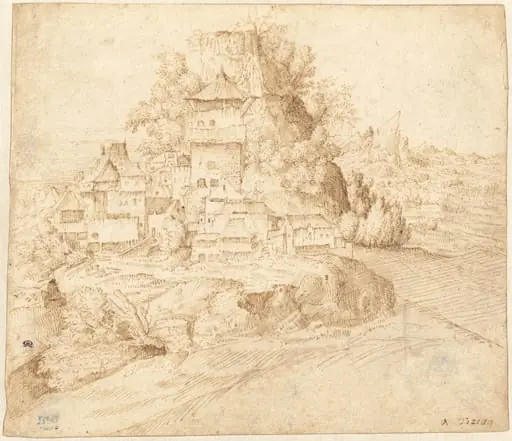 A Village Nestled at the Foot of a Hill (recto), by Giorgione