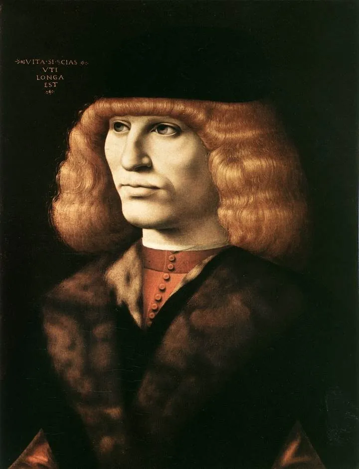 Portrait of a young Man, by Giovanni Ambrogio de Predis, oil, 1500